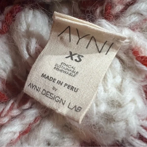 AYNI red cream orange crop stripe sweater xsmall - Picture 4 of 5